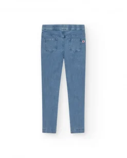 Pantalon pour fille en bleu avec détails brillants et tissu élastique