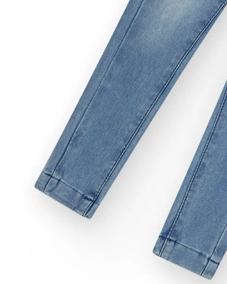 Pantalon pour fille en bleu avec détails brillants et tissu élastique