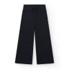 Pantalon pour fille en noir avec taille élastique et cordon de serrage.