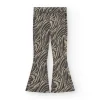 Pantalon pour fille en noir avec imprimé animal et clous à la taille.