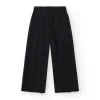 Pantalon pour fille en noir avec taille élastique et broderie.