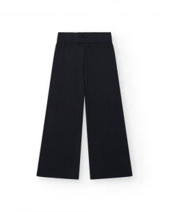 Pantalon pour fille en noir avec taille élastique et cordon de serrage.