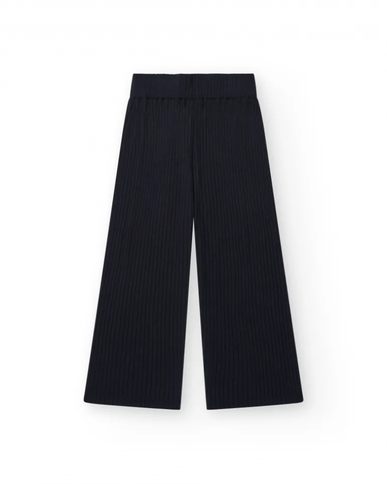 Pantalon pour fille en noir avec taille élastique et cordon de serrage.