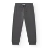 Pantalon pour garçon en gris avec taille élastique et cordon de serrage.