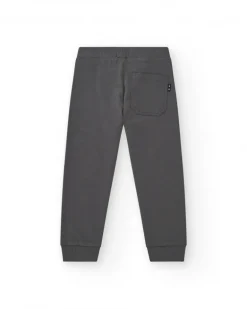 Pantalon pour garçon en gris avec taille élastique et cordon de serrage.