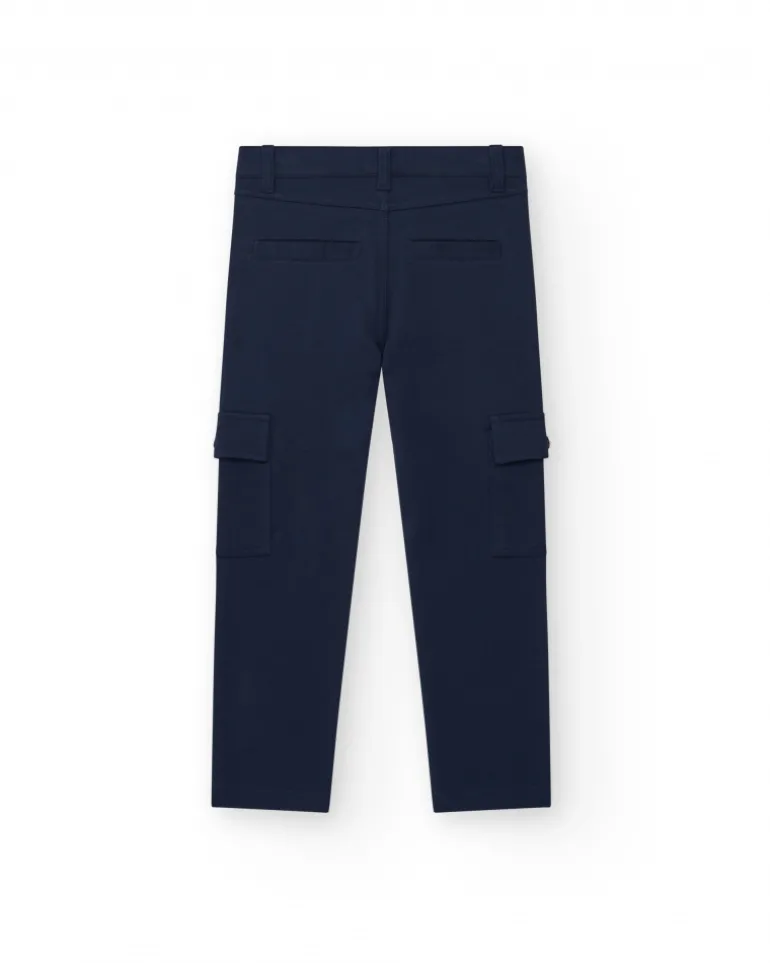 Pantalon pour garçon en noir avec taille élastique et poches latérales