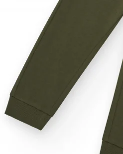 Pantalon pour garçon en vert avec taille élastique et cordon de serrage.