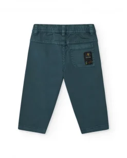 Pantalon vert pour garçon avec détails orange et taille élastique