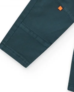 Pantalon vert pour garçon avec détails orange et taille élastique