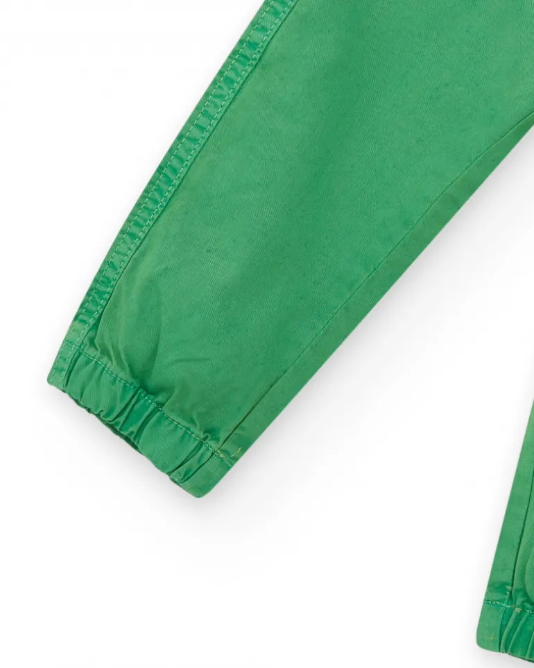 Pantalon vert pour garçon avec taille élastique