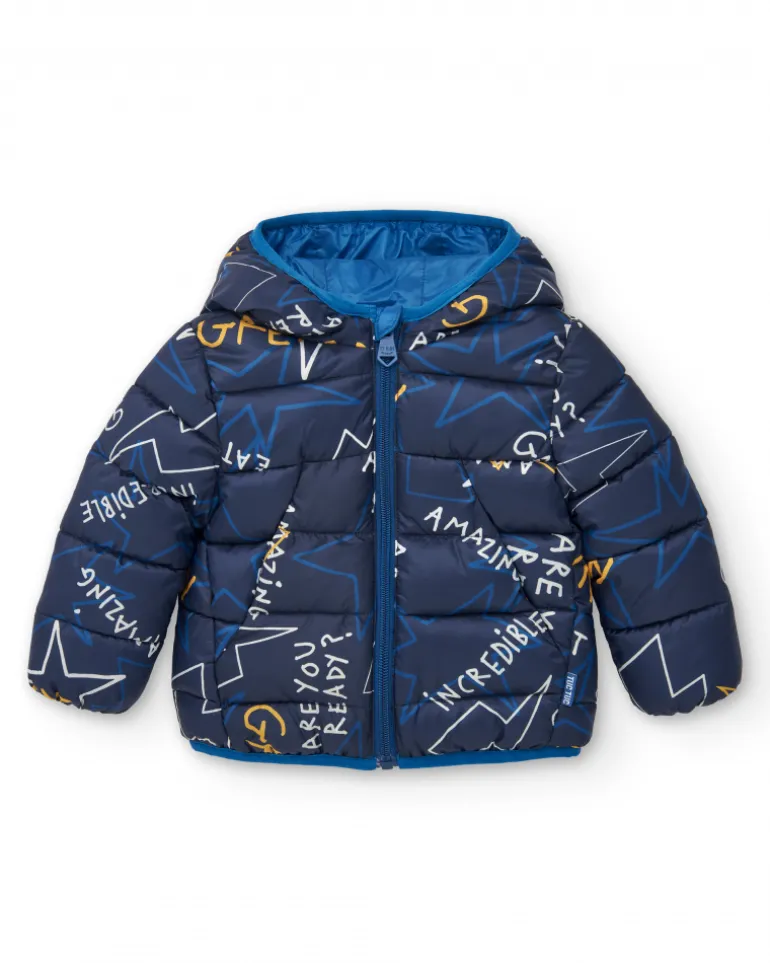 Parka technique garçon bleu marine à imprimé graphique Amazing collection