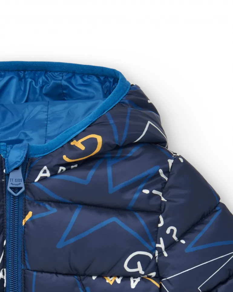 Parka technique garçon bleu marine à imprimé graphique Amazing collection