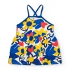 Robe à bretelles bleue pour fille avec fleurs