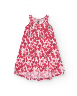 Robe à bretelles pour fille avec cœurs en rouge et blanc