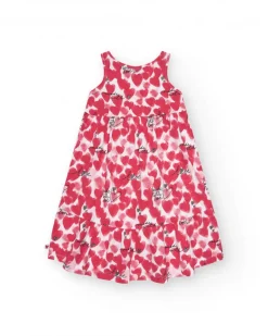 Robe à bretelles pour fille avec cœurs en rouge et blanc