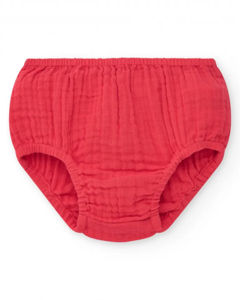 Robe blanche à carreaux rouges avec culotte rouge assortie