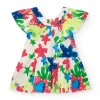 Robe blanche pour fille avec imprimé floral et volants