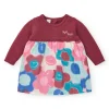 Robe combinée fille bordeaux avec jupe imprimée fleurie collection Hedgehog Forest