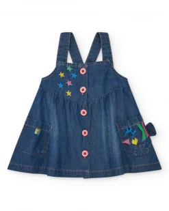 Robe en denim bleu pour fille avec broderie d’