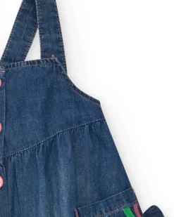 Robe en denim bleu pour fille avec broderie d’