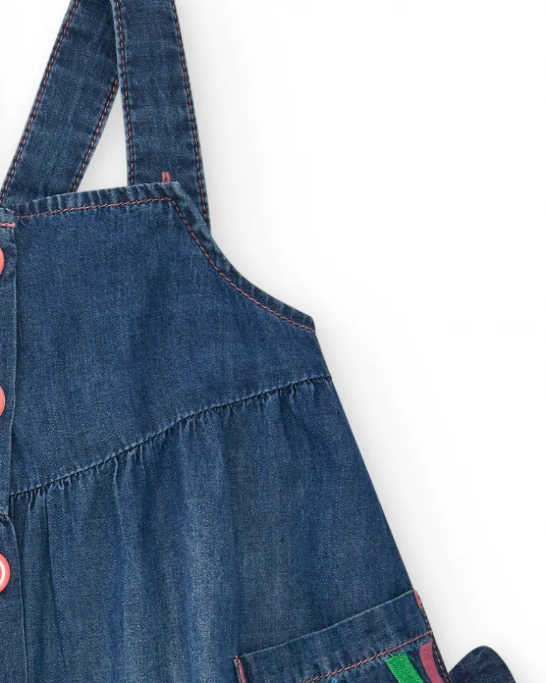 Robe en denim bleu pour fille avec broderie d’