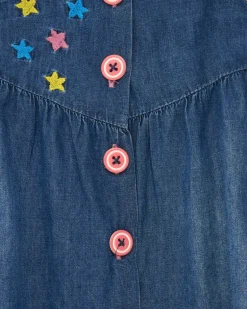 Robe en denim bleu pour fille avec broderie d’