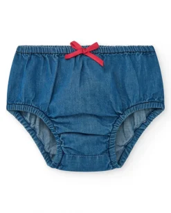 Robe en denim pour fille avec volants et boutons rouges