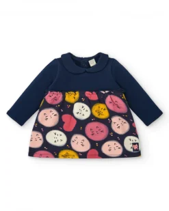 Robe fille bleu marine imprimé chatons collection Lovely Kittens