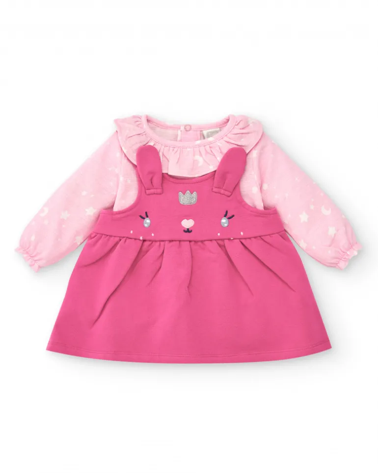 Robe fille rose à bretelles en lapin collection Glitter Tales