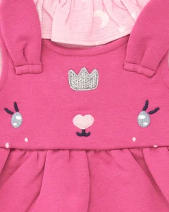 Robe fille rose à bretelles en lapin collection Glitter Tales
