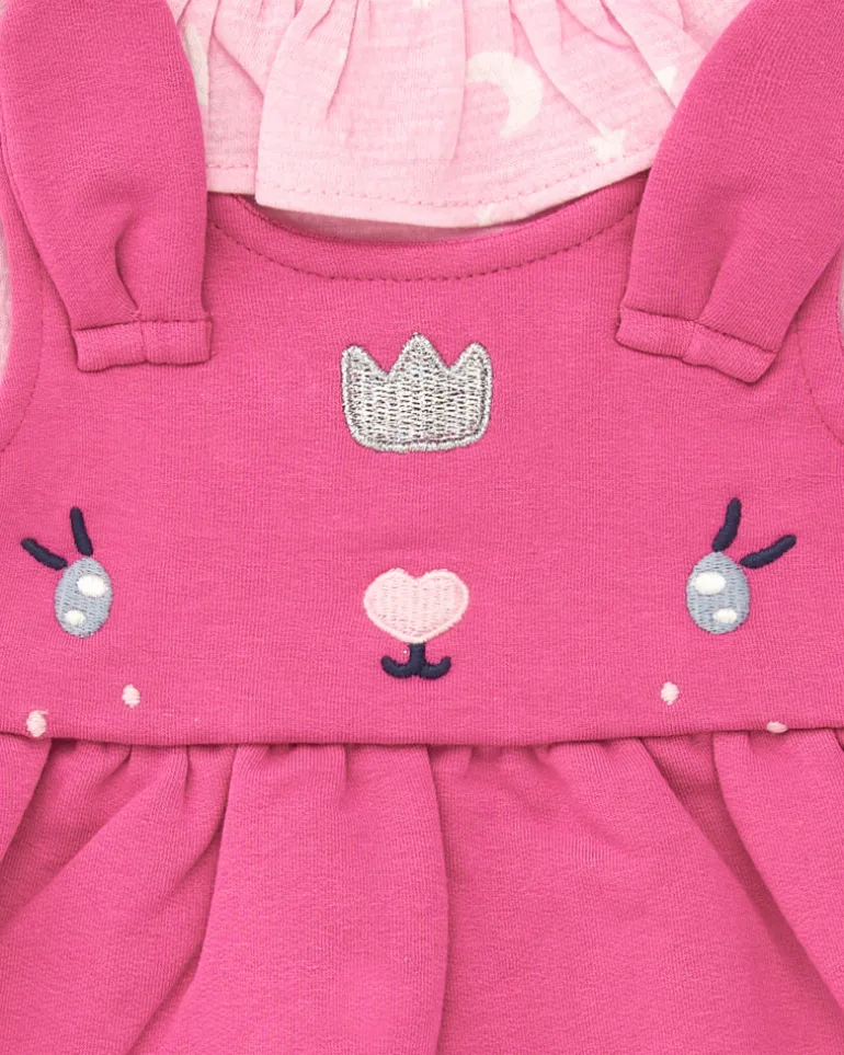 Robe fille rose à bretelles en lapin collection Glitter Tales