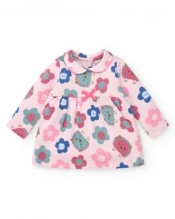 Robe fille rose à imprimé fleuri et hérissons collection Hedgehog Forest