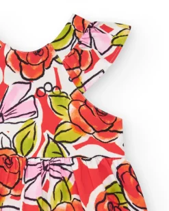 Robe florale multicolore pour fille avec volants