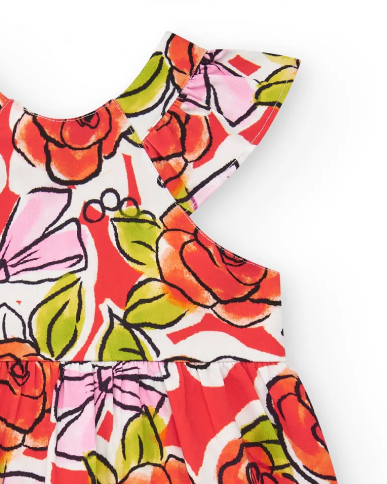 Robe florale multicolore pour fille avec volants