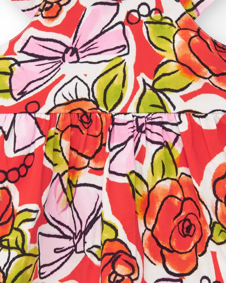 Robe florale multicolore pour fille avec volants
