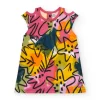 Robe multicolore pour fille avec découpes aux épaules