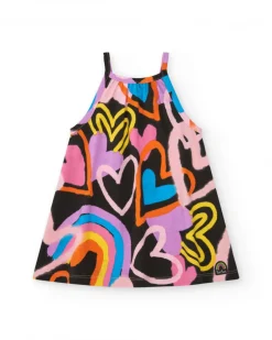 Robe noire pour fille avec cœurs