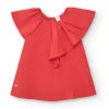 Robe orange pour fille avec volants