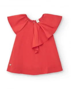 Robe orange pour fille avec volants