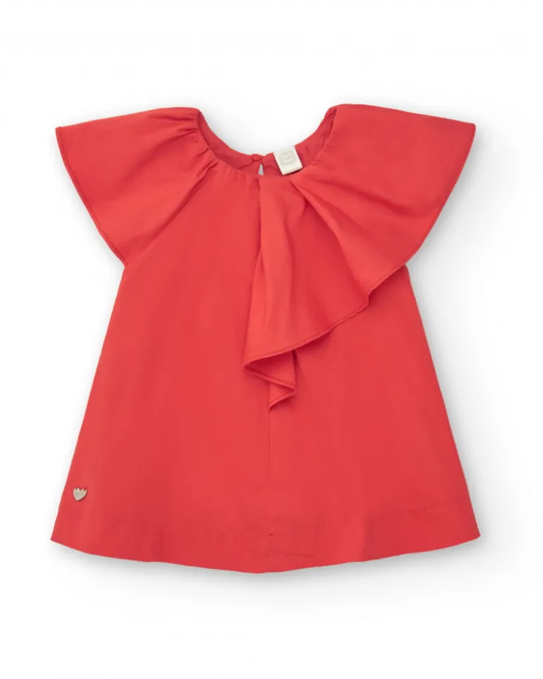 Robe orange pour fille avec volants