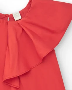 Robe orange pour fille avec volants