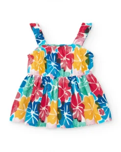 Robe pour fille avec bretelles et imprimé floral multicolore