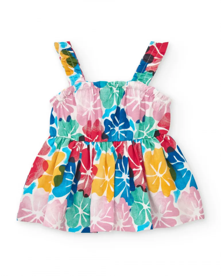 Robe pour fille avec bretelles et imprimé floral multicolore