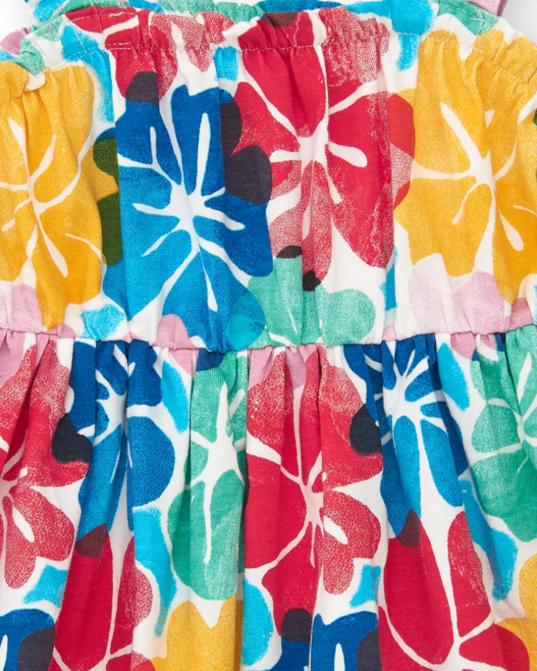 Robe pour fille avec bretelles et imprimé floral multicolore