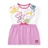 Robe pour fille avec haut floral blanc et jupe lilas avec nœud