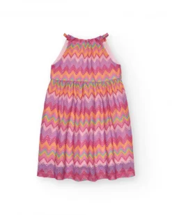 Robe pour fille avec imprimé multicolore et bretelles ajustables.
