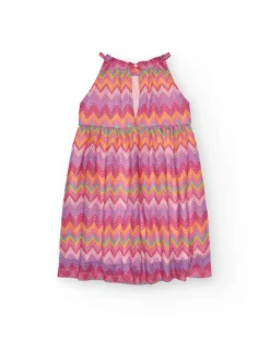 Robe pour fille avec imprimé multicolore et bretelles ajustables.
