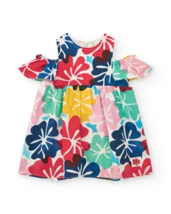 Robe pour fille avec imprimé floral et épaules découvertes