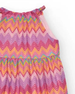 Robe pour fille avec imprimé multicolore et bretelles ajustables.