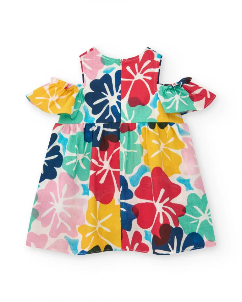 Robe pour fille avec imprimé floral et épaules découvertes